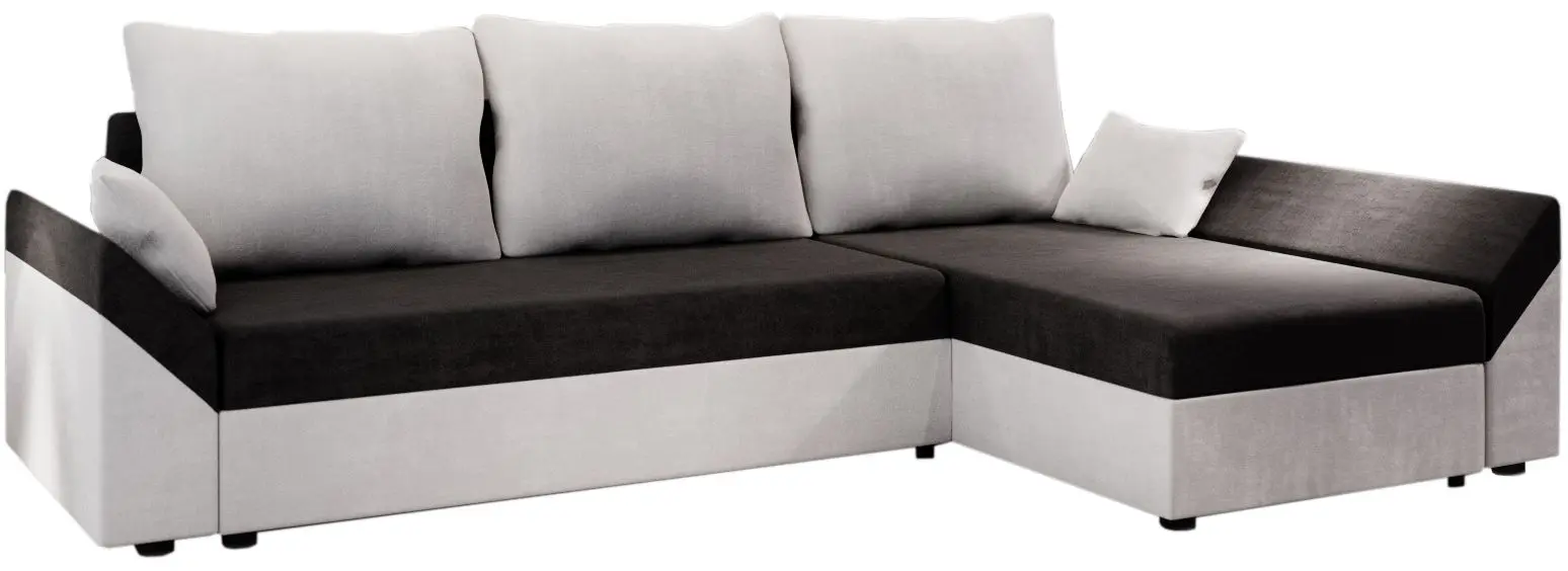 Диван угловой Space Meble Dante L Mikrofaza 15/Mikrofaza 31 (Black/White)
