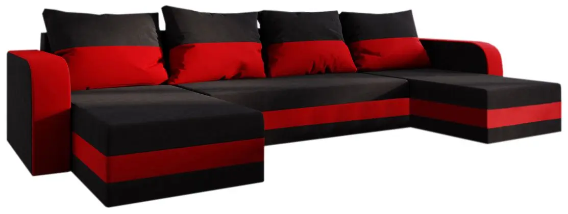 Canapea in forma de U Space Meble Hewlet U Bis Mikrofaza 15/Mikrofaza 22 (Black/Red)