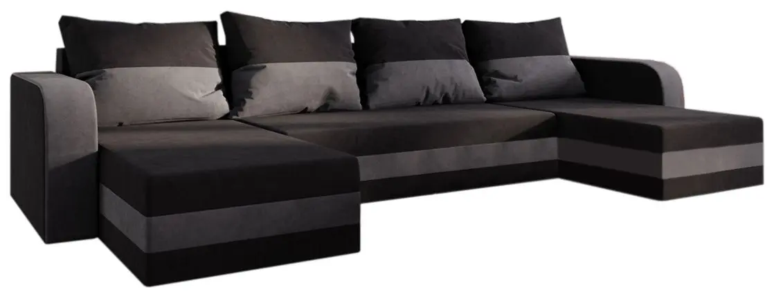 Canapea in forma de U Space Meble Hewlet U Bis Mikrofaza 15/Mikrofaza 27 (Black/Gray)