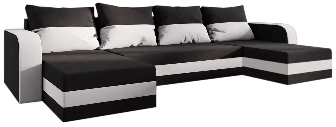 Canapea in forma de U Space Meble Hewlet U Bis Mikrofaza 15/Mikrofaza 31 (Black/White)