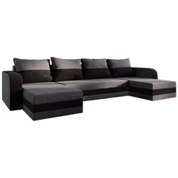 Диван П-образный Space Meble Hewlet U Bis Mikrofaza 27/Mikrofaza 15 (Gray/Black) Thumb