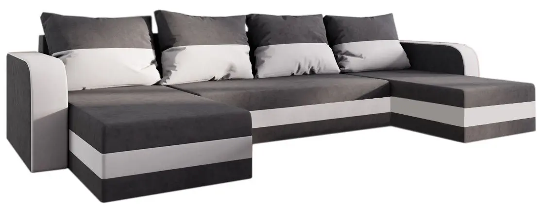 Canapea in forma de U Space Meble Hewlet U Bis Mikrofaza 27/Mikrofaza 31 (Gray/White)