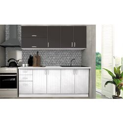 Bucatarie Modern Paola 2.0m (White Gloss/Anthracite/White)