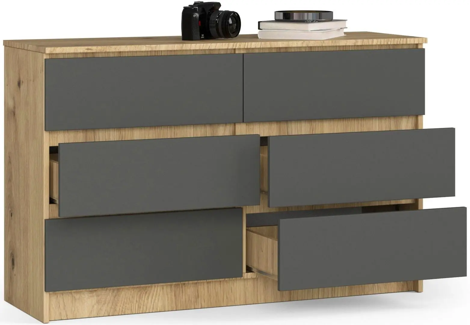 Comoda Akord K120 6SZ (Artisan Oak/Graphite Gray)