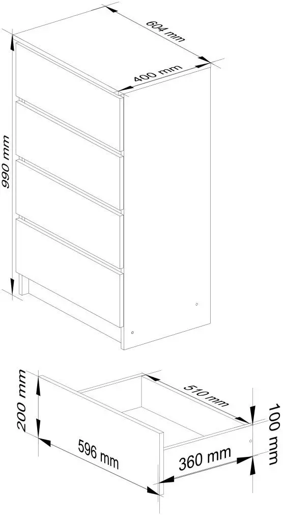 Комод Akord K60 4SZ (White/Graphite Gray)