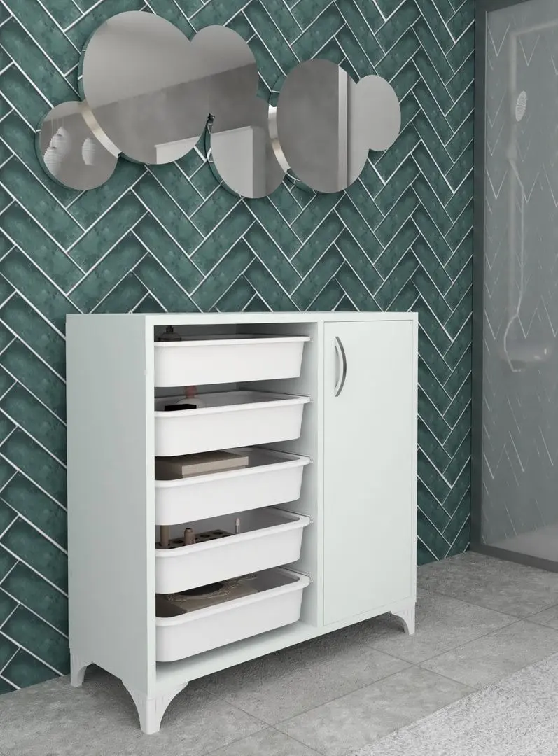 Тумба-органайзер для хранения игрушек Bofigo с 5 контейнерами (White)