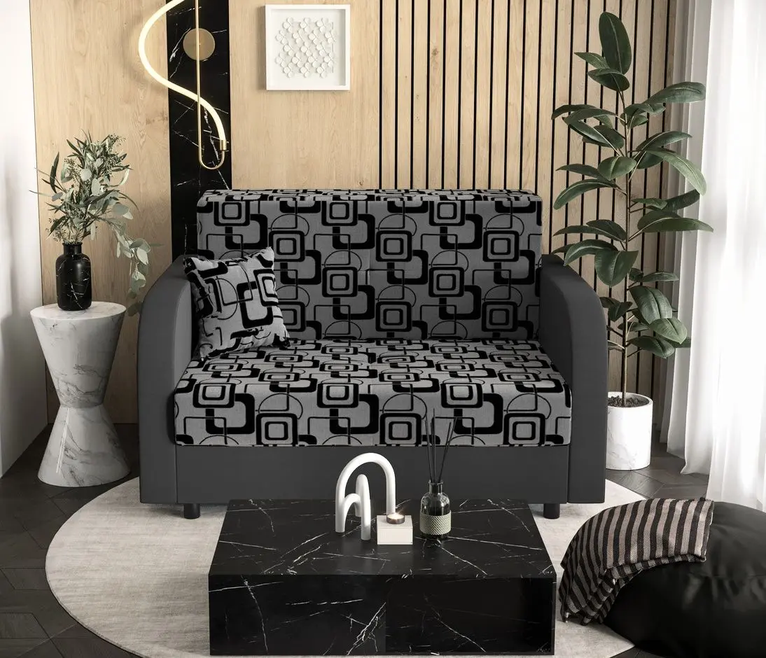 Диван Space Meble Amerykanka Twice 120 Quadro 83/Rainbow 27 (Gray/Graphite)