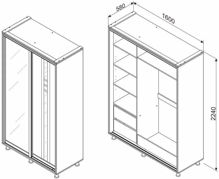Dulap-cupe Ambianta Rio 1.6