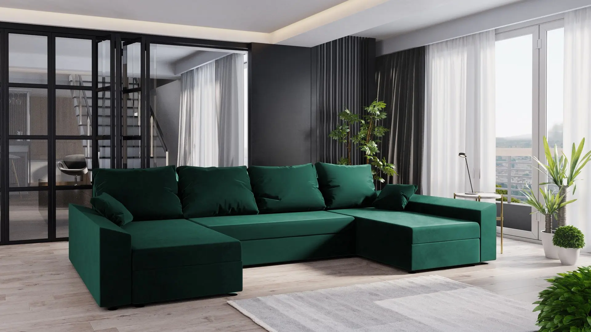 Диван П-образный Space Meble Paul U Itaka 10 (Green Dark)