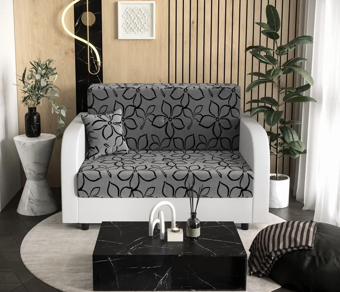 Canapea Space Meble Amerykanka Twice 120 Flowers 83/D511 (Gray/White)