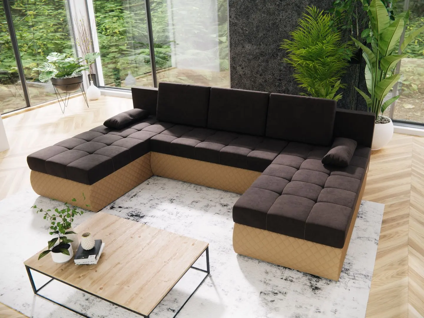 Canapea in forma de U Space Meble Bolt U M20/D100Pik (Brown/Beige)