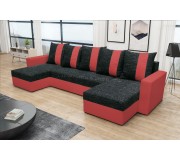 Canapea in forma de U Space Meble Praga U Kornet 10/D12 (Black/Red)