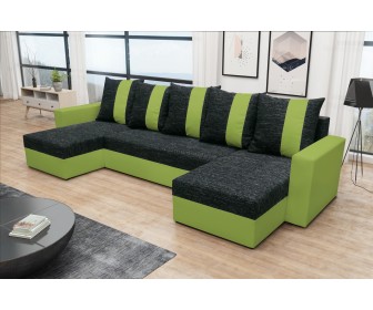 Canapea in forma de U Space Meble Praga U Kornet 10/Neo 17 (Black/Olive)