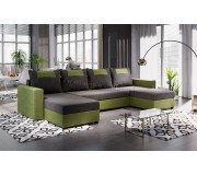 Canapea in forma de U Space Meble Star U Bis Sawana 05/Sawana 35 (Gray Dark/Lime)