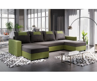 Canapea in forma de U Space Meble Star U Bis Sawana 05/Sawana 35 (Gray Dark/Lime)