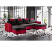 Canapea in forma de U Space Meble Star U Bis Sawana 14/Sawana 13 (Black/Red)