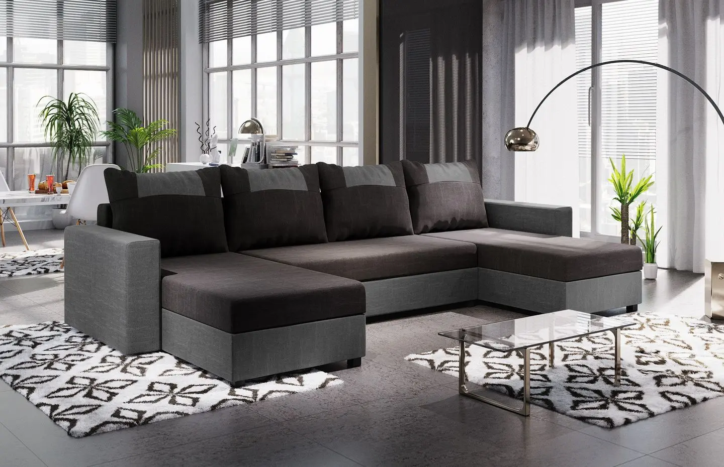 Диван П-образный Space Meble Star U Bis Sawana 14/Sawana 21 (Black/Gray)