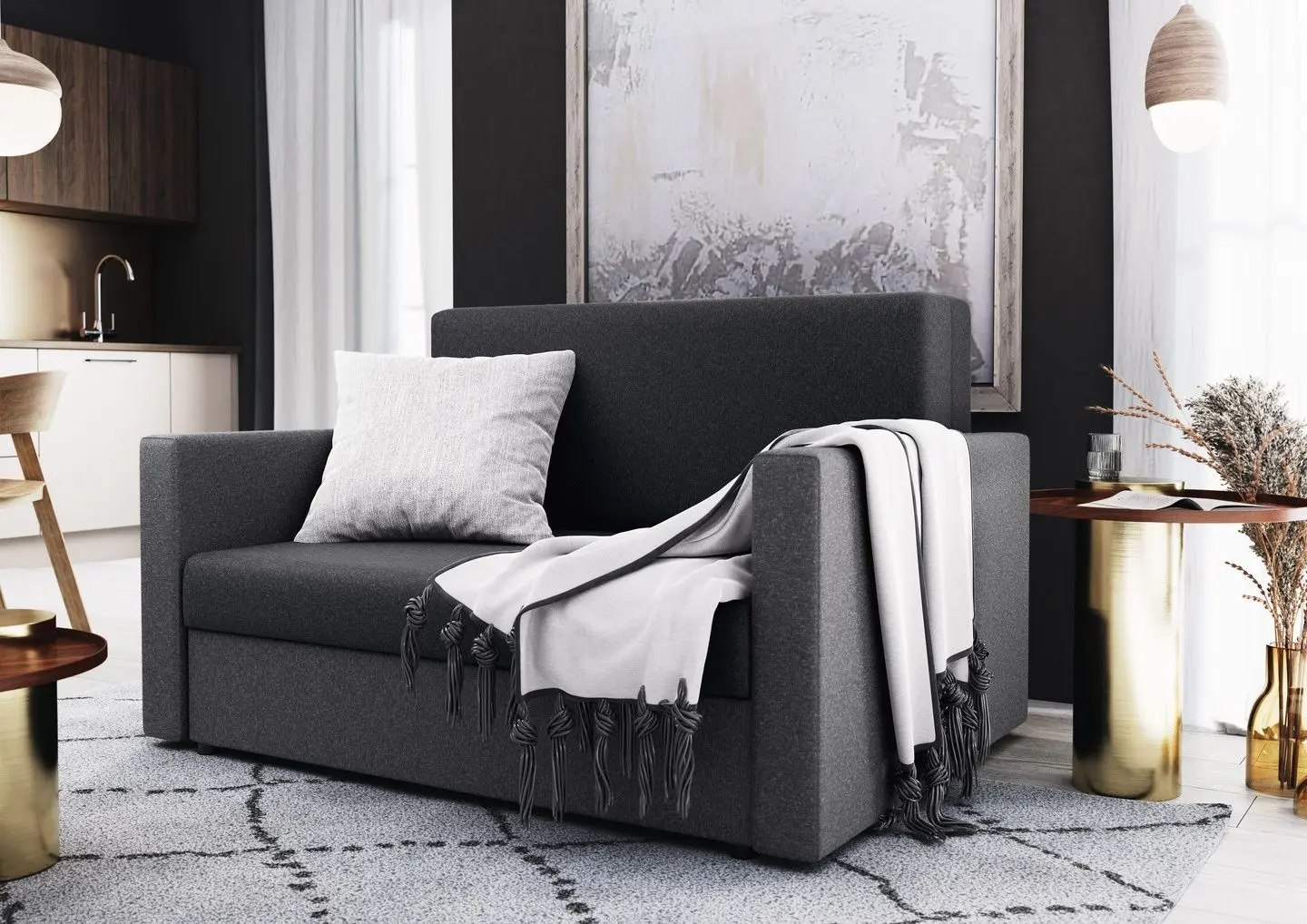 Canapea Space Meble Amerykanka Heven 120 Sawana 05/Sawana 21 (Gray Dark/Gray)