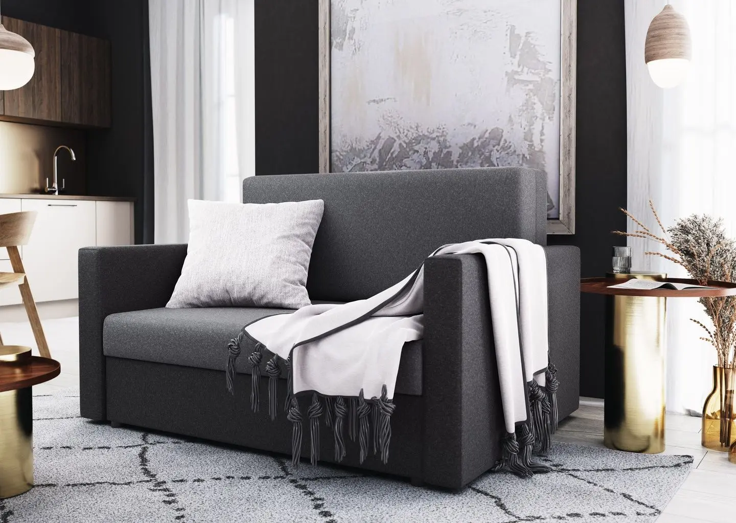 Диван Space Meble Amerykanka Heven 120 Sawana 21/Sawana 05 (Gray/Gray Dark)