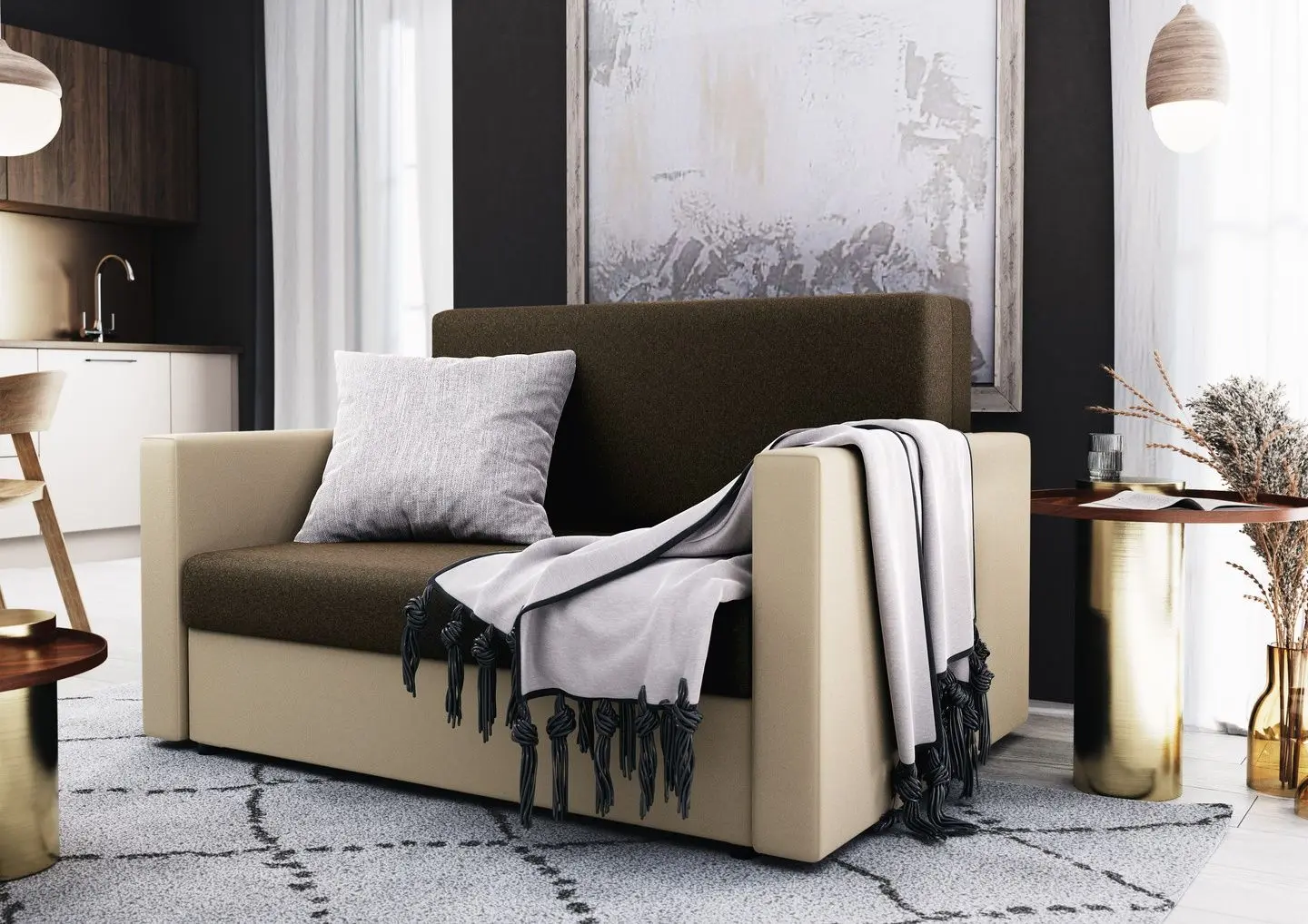 Canapea Space Meble Amerykanka Heven 120 Sawana 25/Sawana 01 (Brown/Ecru)