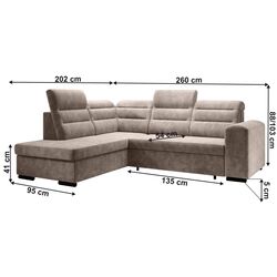 Canapea de colt extensibila Mobhaus Kloudy Roh Left (Taupe) Thumb