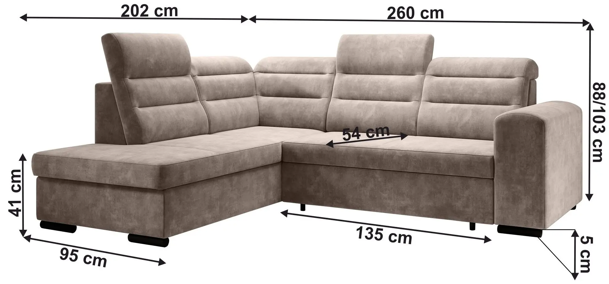 Canapea de colt extensibila Mobhaus Kloudy Roh Left (Taupe) - 2
