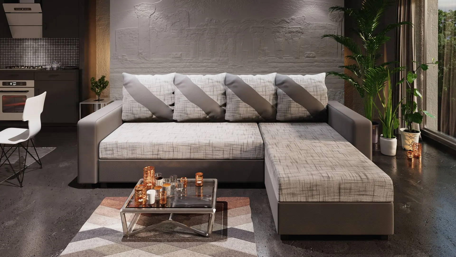 Canapea de colt Space Meble Astana L Kornet 18/D4 (Gray Light/Gray)