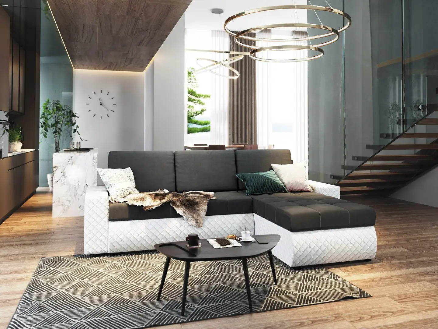 Диван угловой Space Meble Bolt BIS (Gray/White)