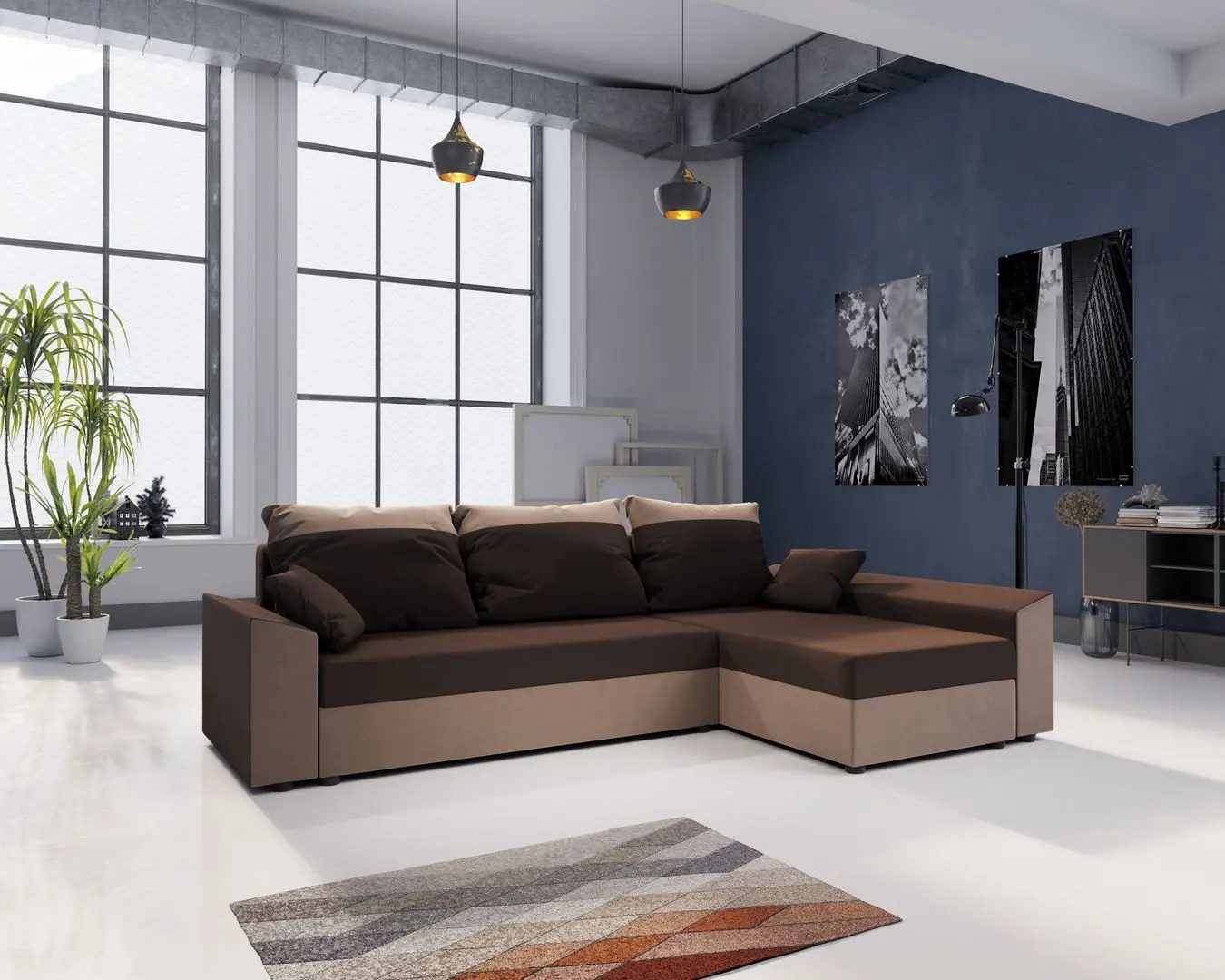 Диван угловой Space Meble Paul L Rainbow 20/Rainbow 05 (Brown/Brown Light)