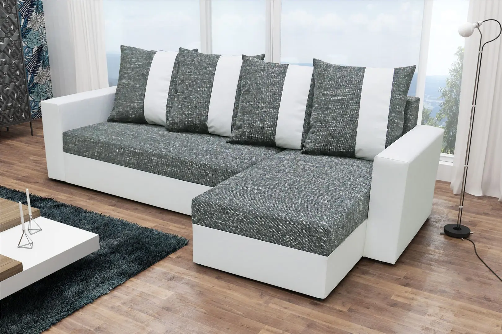 Диван угловой Space Meble Praga Kornet 02/D511 (Gray/White)