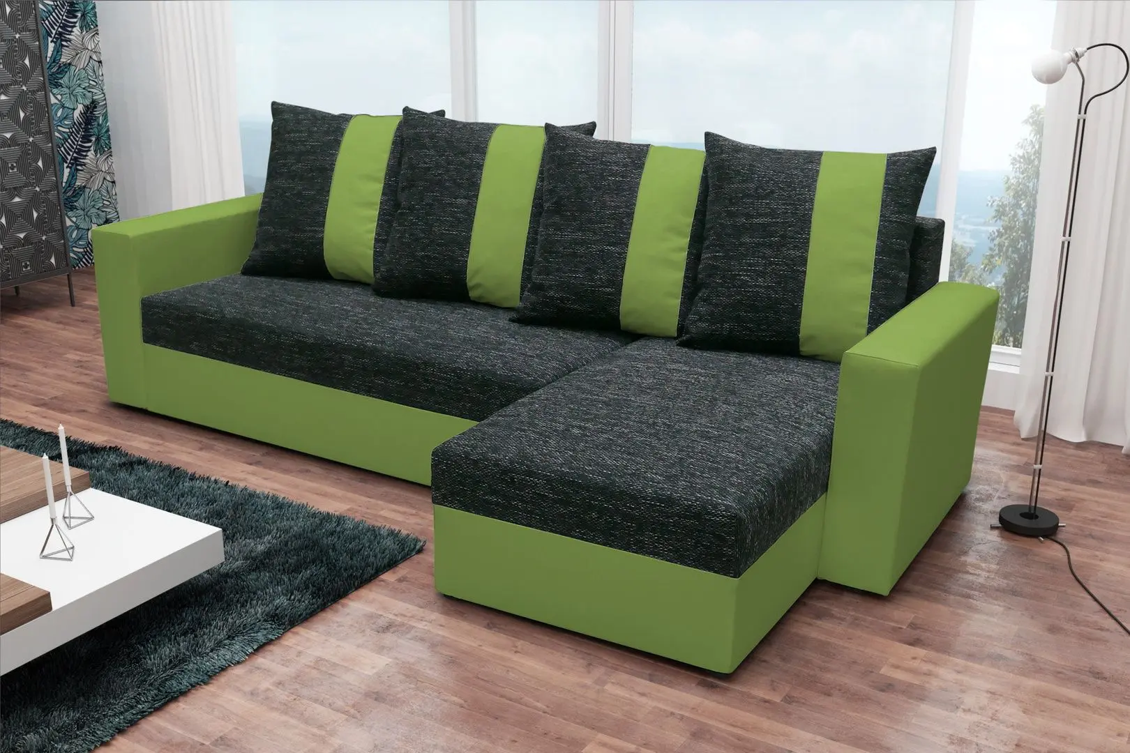 Диван угловой Space Meble Praga Kornet 10/Neo 17 (Black/Olive)