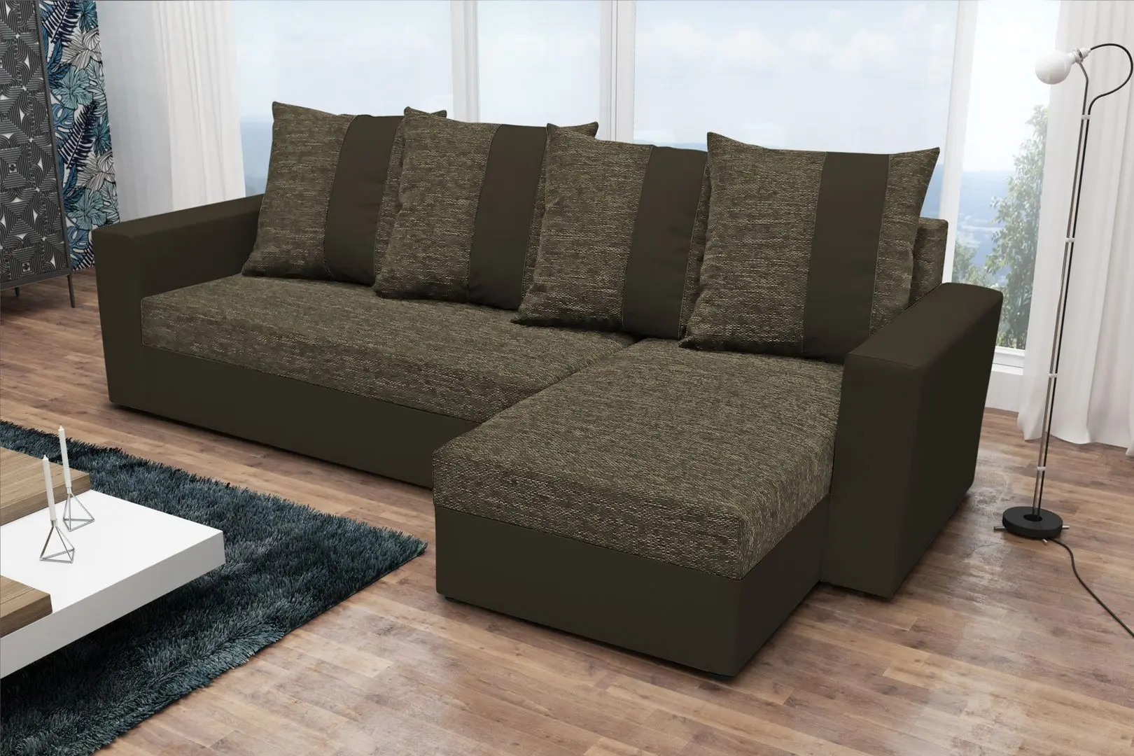 Canapea de colt Space Meble Praga Kornet 12/D33 (Brown/Brown Dark)