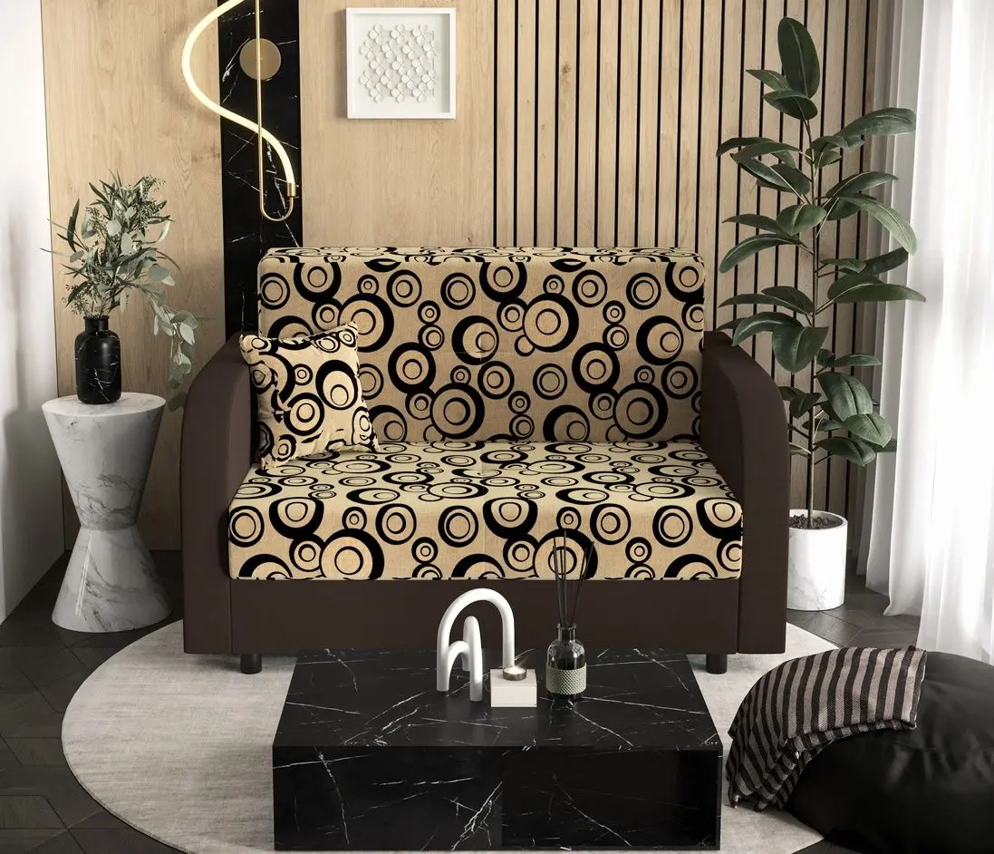 Диван Space Meble Amerykanka Twice 120 Circle 48/Rainbow 41 (Beige/Brown Dark)