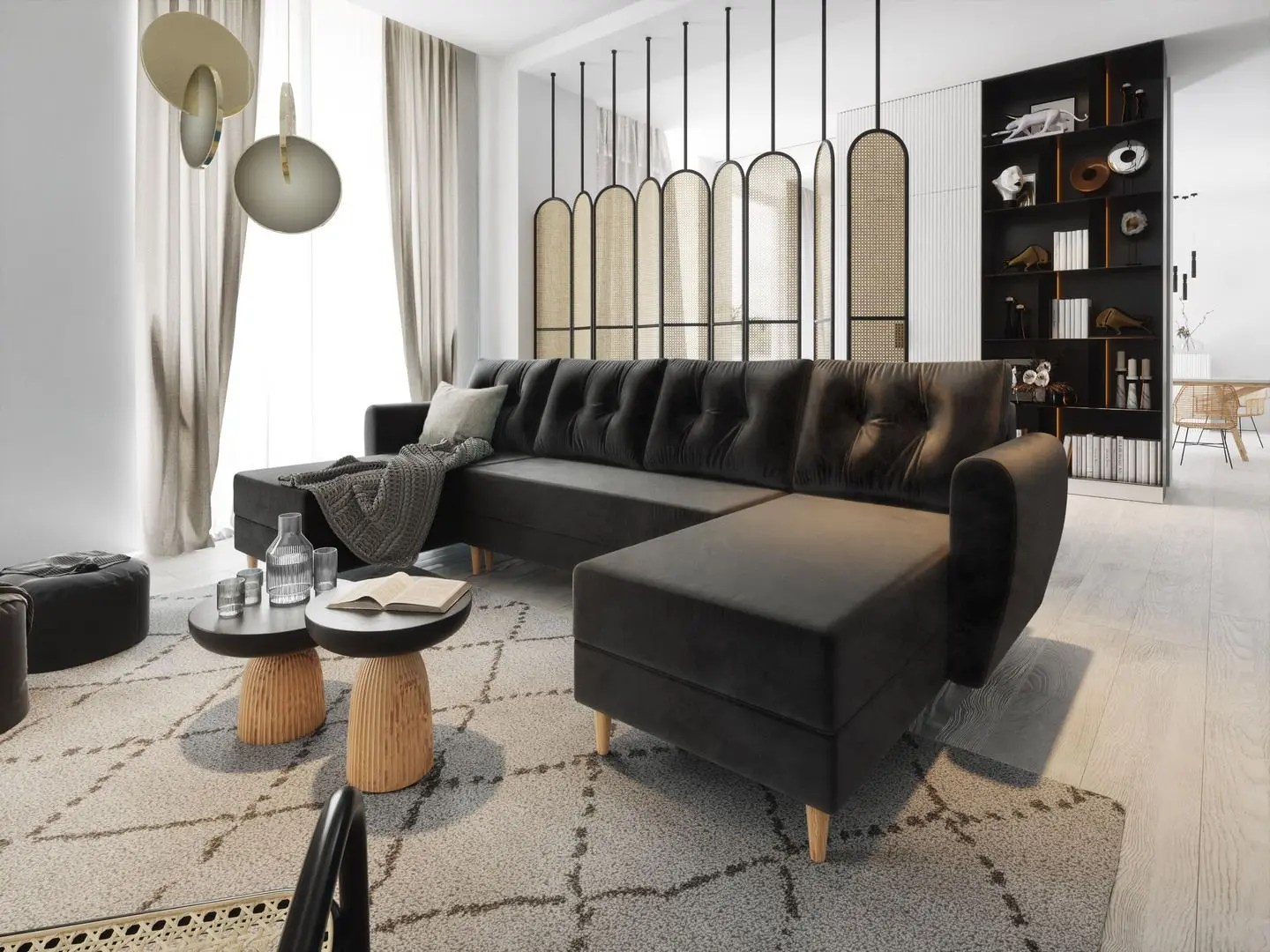 Диван П-образный Space Meble Palermo U Itaka 15 (Black)