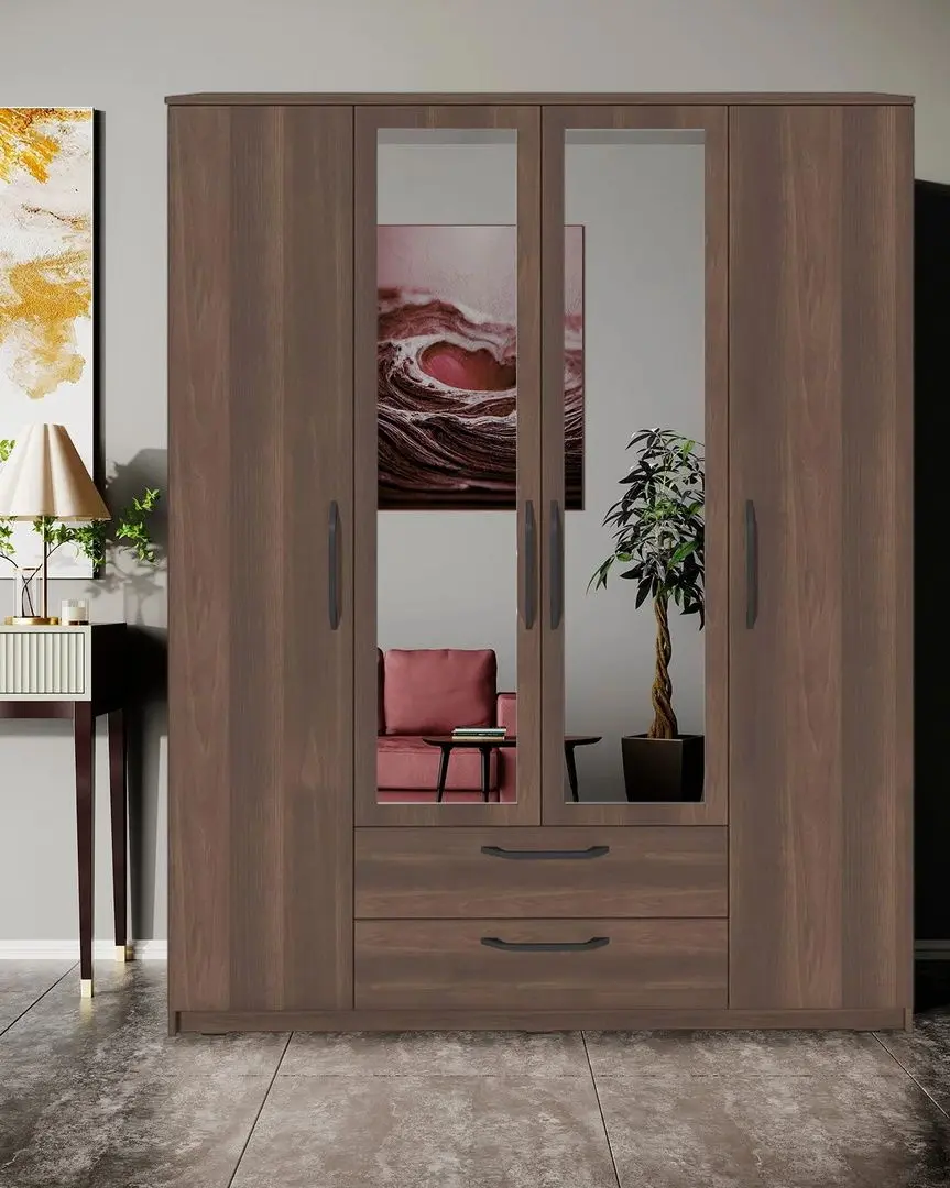 Шкаф Fabrik Home Linia 1600 с зеркалом (Орех Темный)