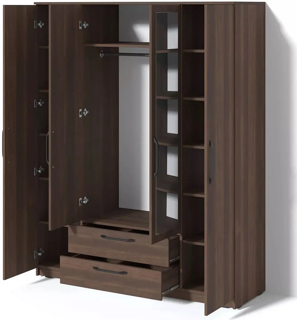 Шкаф Fabrik Home Linia 1600 с зеркалом (Орех Темный) - 5