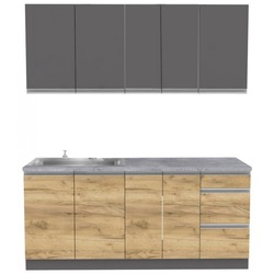 Bucatarie modulara Yasen Madera 1.8m Uscator Craft Oak Gold/Graphite Gray (dreapta) Thumb