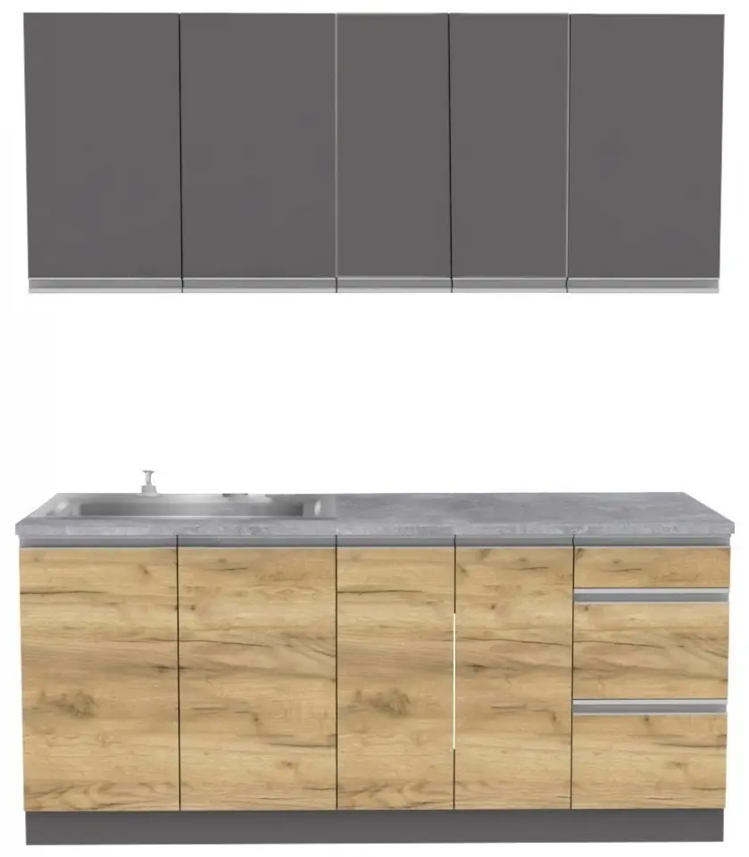 Bucatarie modulara Yasen Madera 1.8m Uscator Craft Oak Gold/Graphite Gray (dreapta)