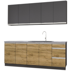 Bucatarie modulara Yasen Madera 2.0m Uscator Craft Oak Gold/Graphite Gray (dreapta) Thumb