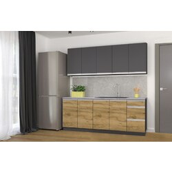 Bucatarie modulara Yasen Madera 2.0m Uscator Craft Oak Gold/Graphite Gray (dreapta)