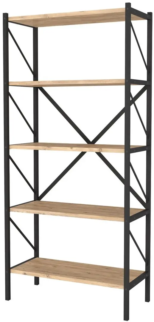 Etajera Bofigo Shelves Metal 5 sectiuni (Pine/Black)