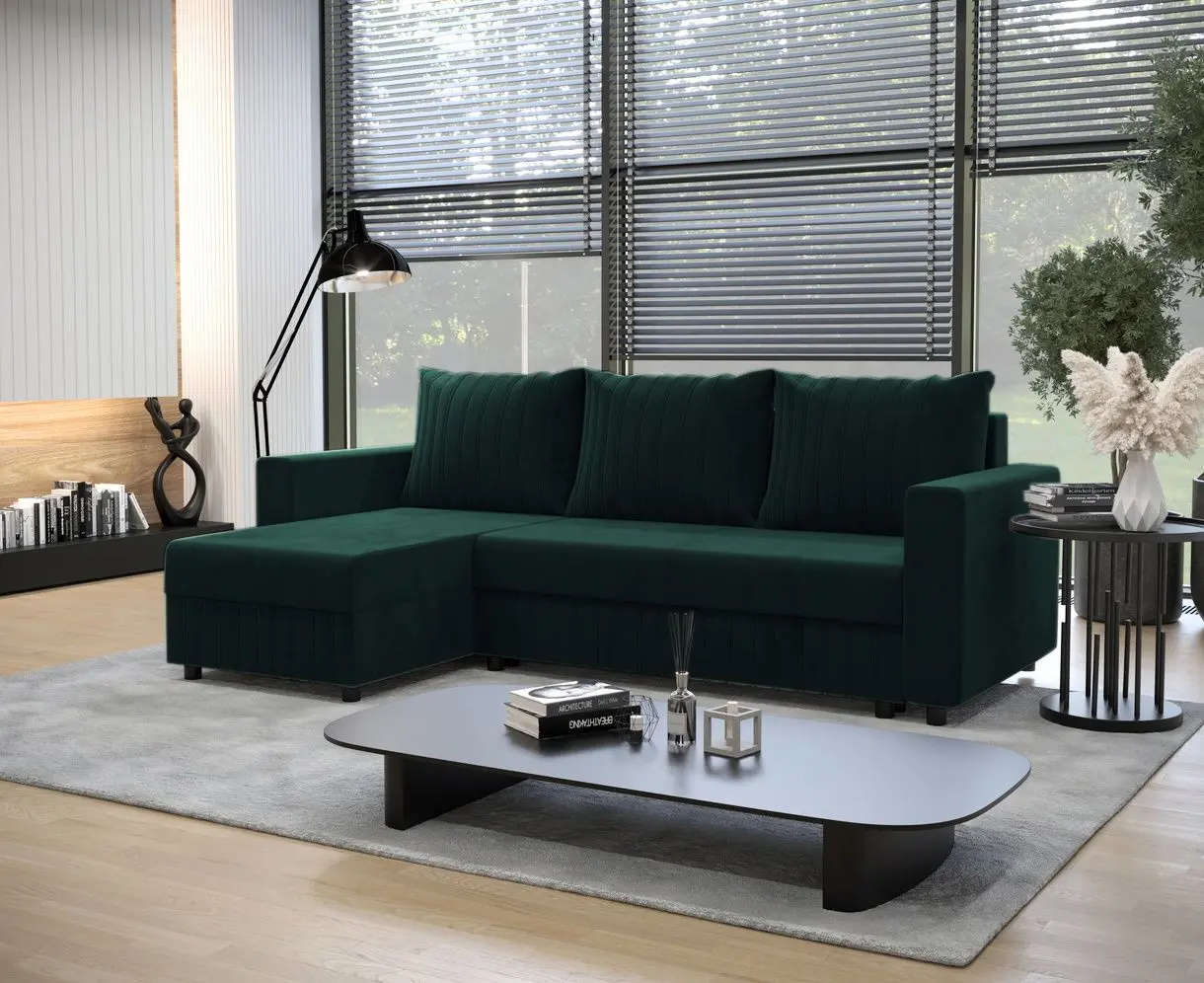 Canapea de colt Space Meble Park L Riviera 38 (Dark Green)