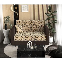 Canapea Space Meble Amerykanka Twice 120 Flowers 48/Rainbow 41 (Beige/Brown Dark)