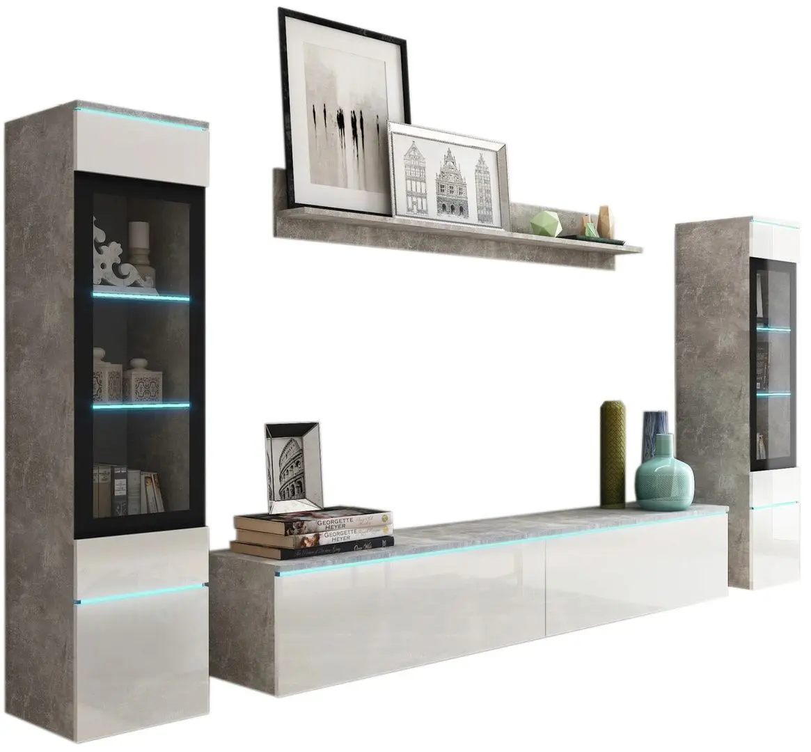 Гостиная Bratex Vera II (Concrete/White Gloss)