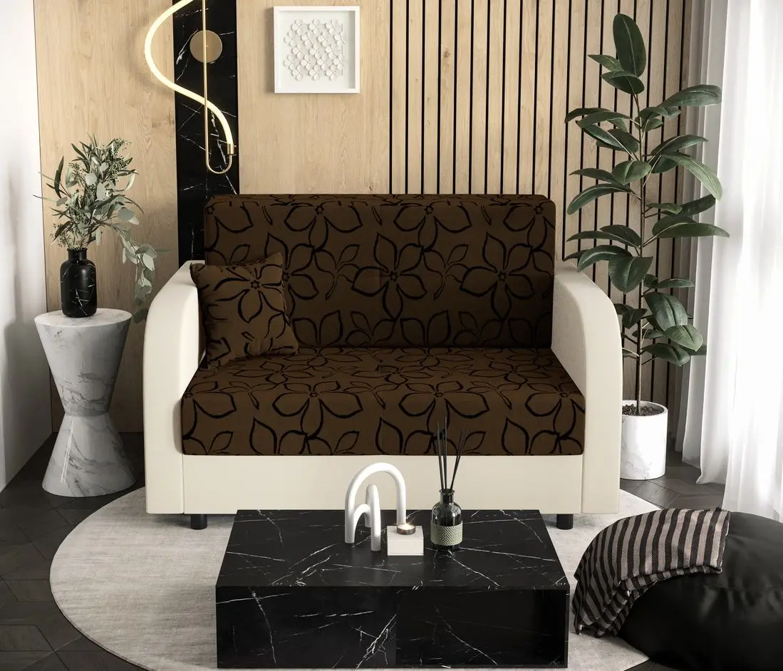 Диван Space Meble Amerykanka Twice 120 Flowers 20/Rainbow 16 (Brown/Ecru)