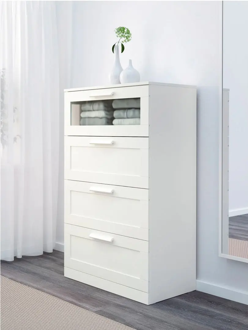 Комод Ikea Brimnes 4 ящика 78x124 (Белый/Матовое Стекло)