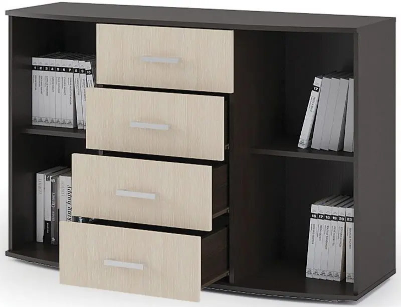 Comoda-vitrina Стендмебель №7 (Belfort Oak/Wenge)