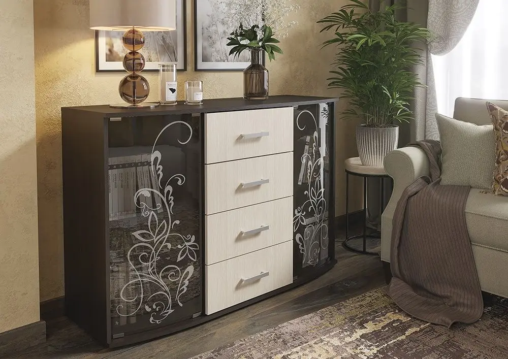 Comoda-vitrina Стендмебель №7 (Belfort Oak/Wenge)