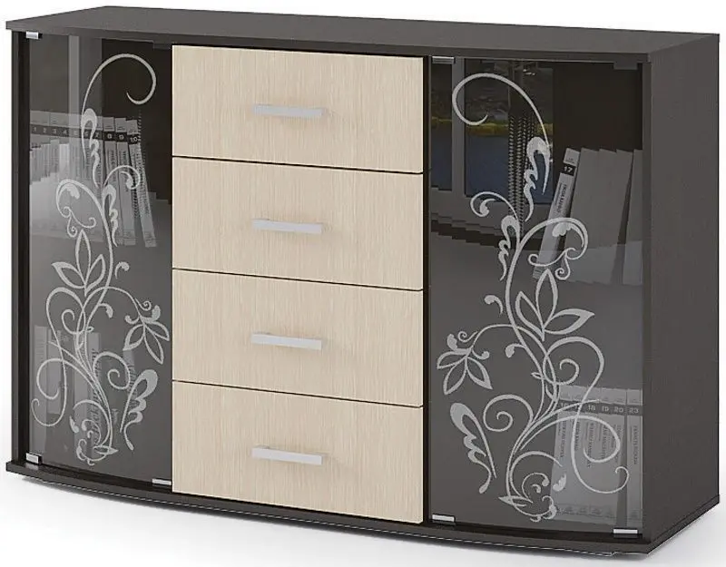 Comoda-vitrina Стендмебель №7 (Belfort Oak/Wenge)