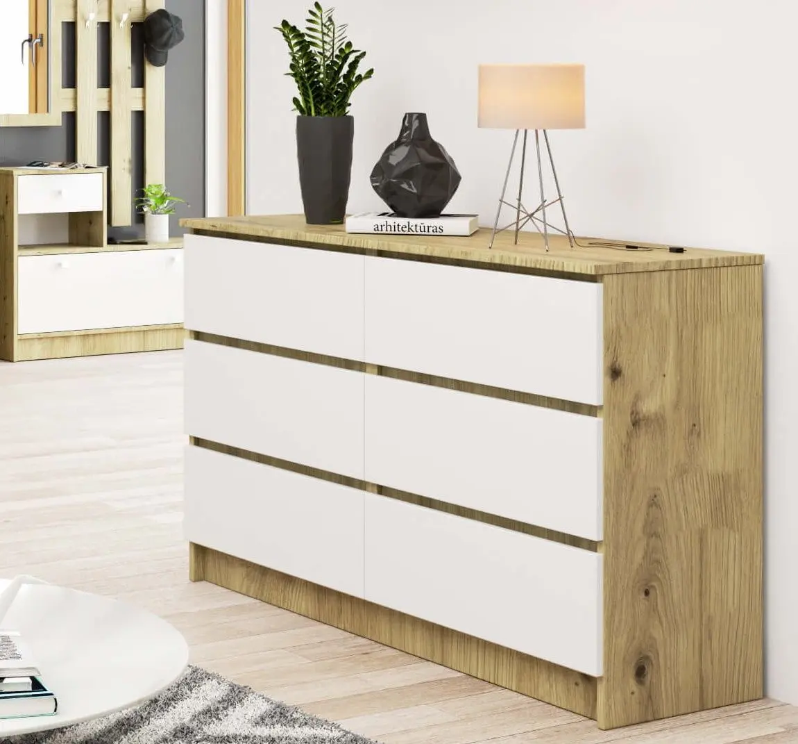 Комод Akord K120 6SZ (Artisan Oak/White)
